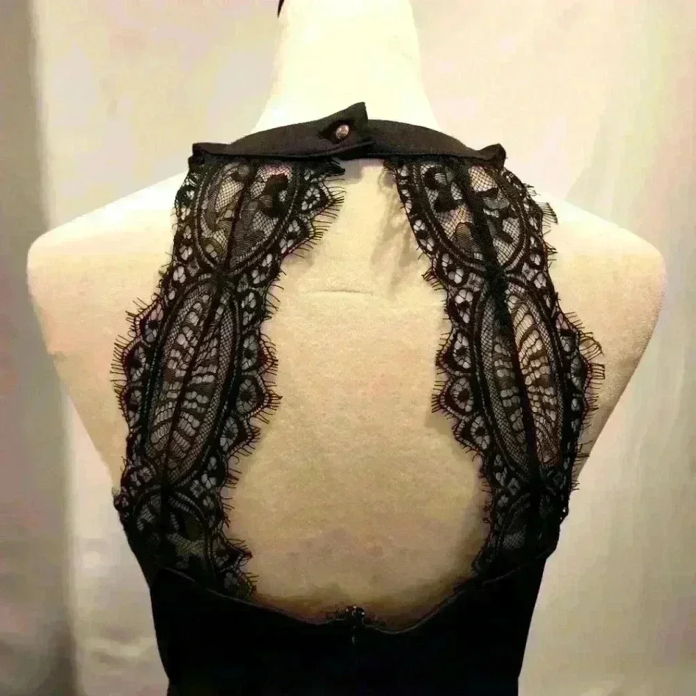 783. Lyrur black sleeveless mini with lace dress size 8 - Picture 5 of 7
